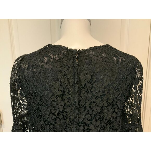 Dolce & Gabbana Black Floral Lace Dress W/ Bell Sleeves, Size 4 (US) 40 (IT) - Picture 8 of 10